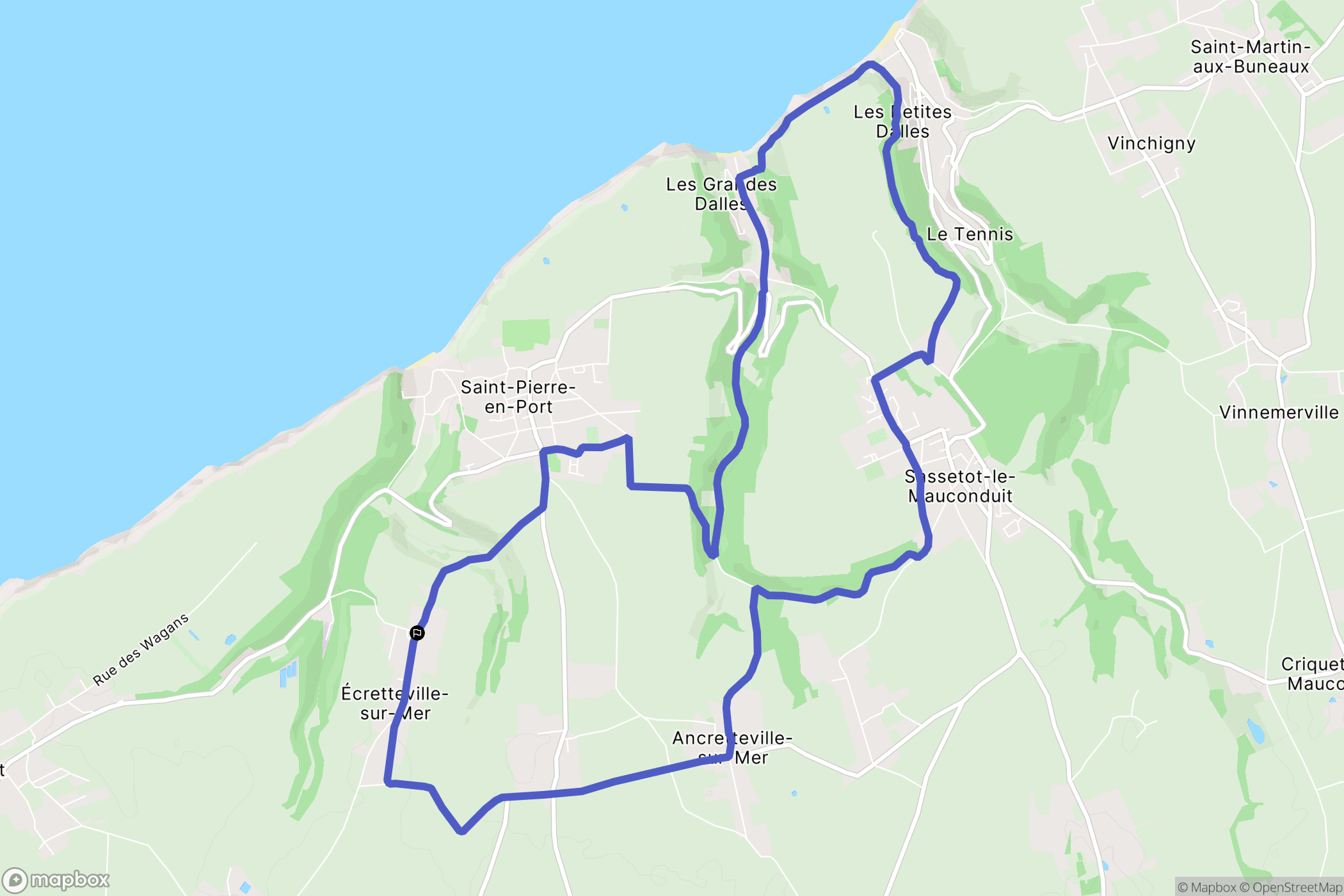 Ecretteville-sur-Mer : carte du parcours de randonnée - France