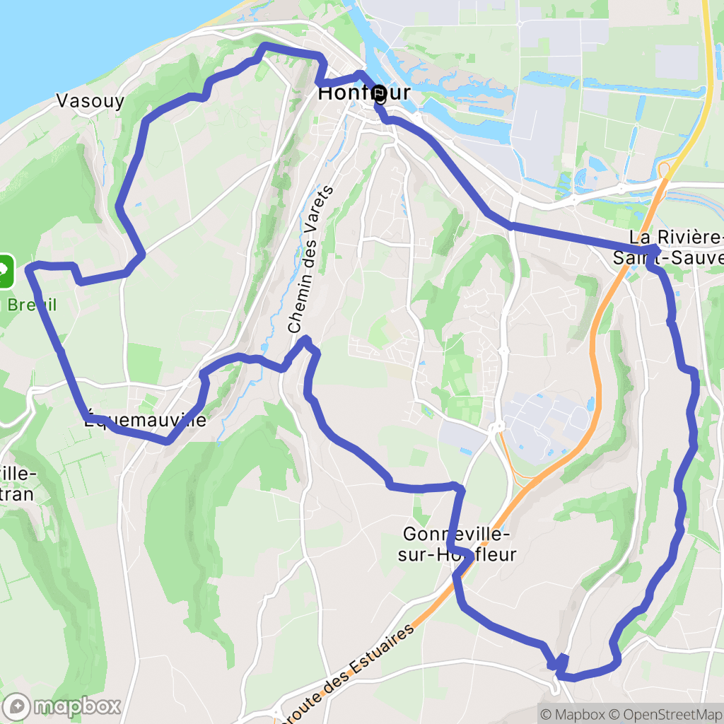 Honfleur : carte du parcours de randonnée - France