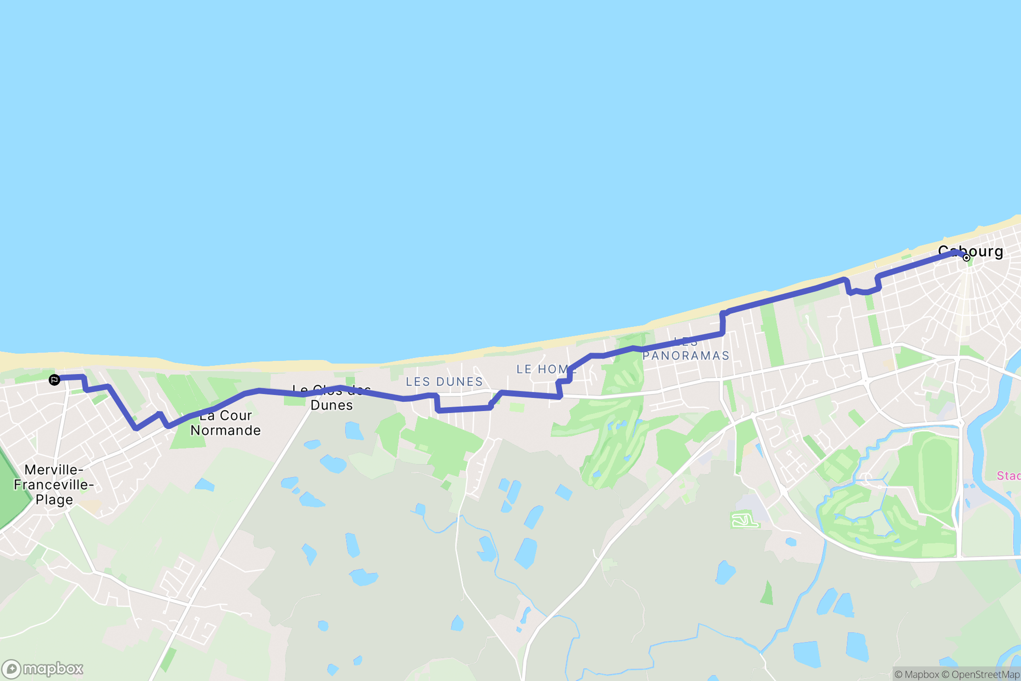 Cabourg : carte du parcours de randonnée - France