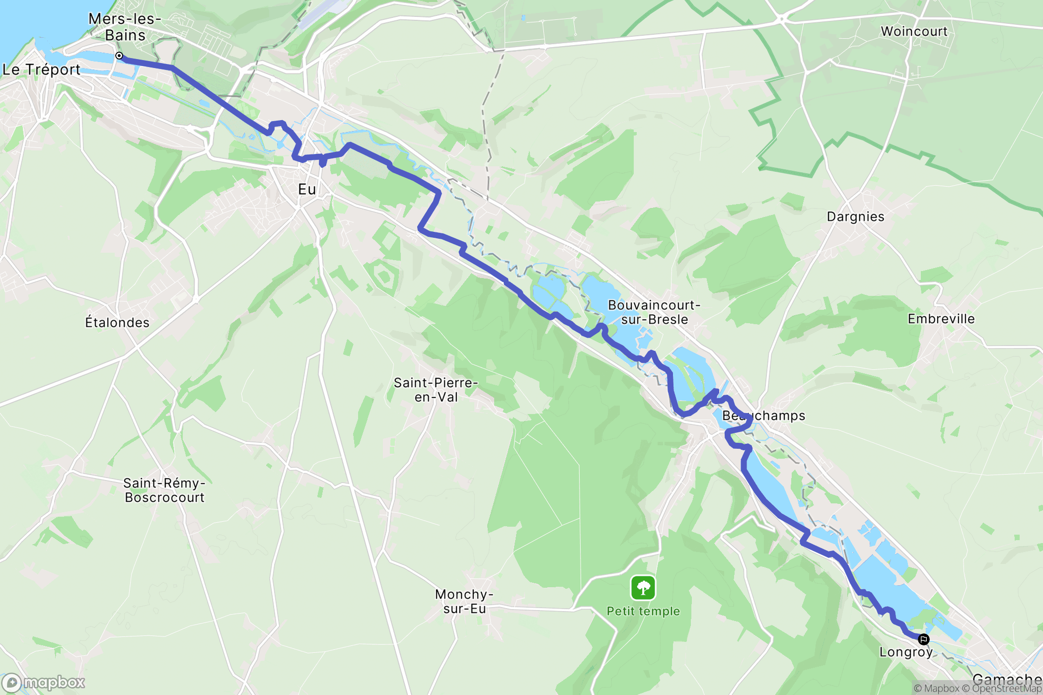Mers-les-Bains : carte du parcours de randonnée - France