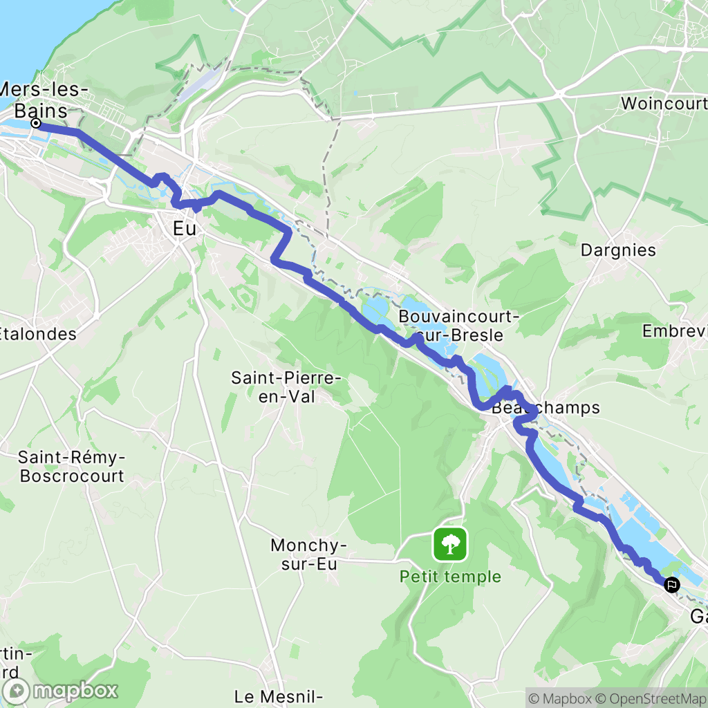 Mers-les-Bains : carte du parcours de randonnée - France