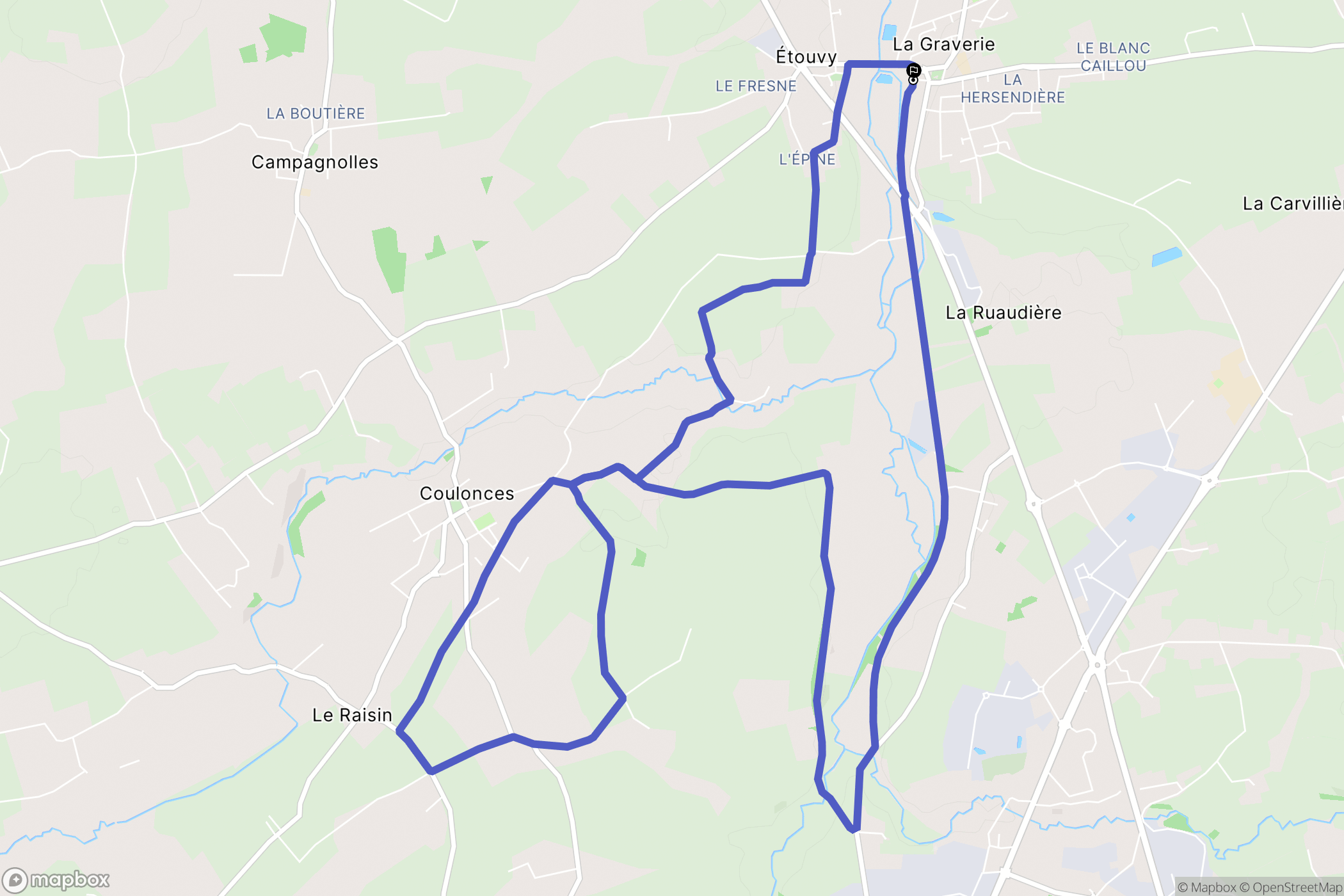 La Graverie : carte du parcours de randonnée - France