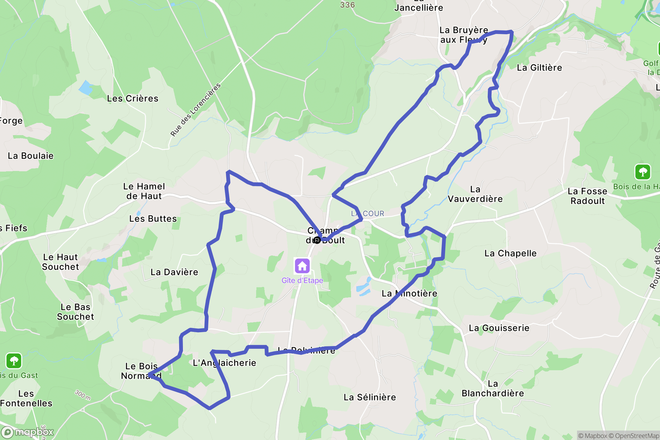 Noues de Sienne (Champ-du-Boult) : carte du parcours de randonnée - France