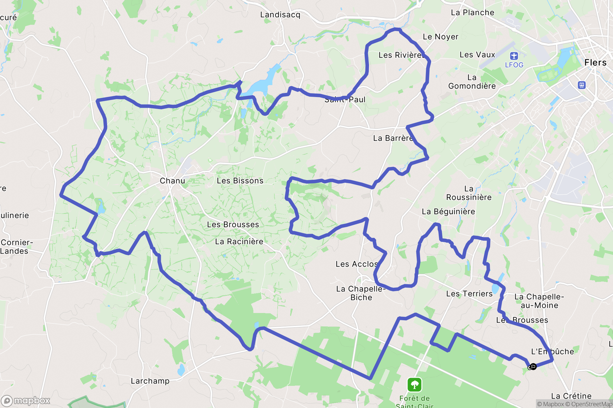 La Chapelle au Moine : carte du parcours de randonnée - France