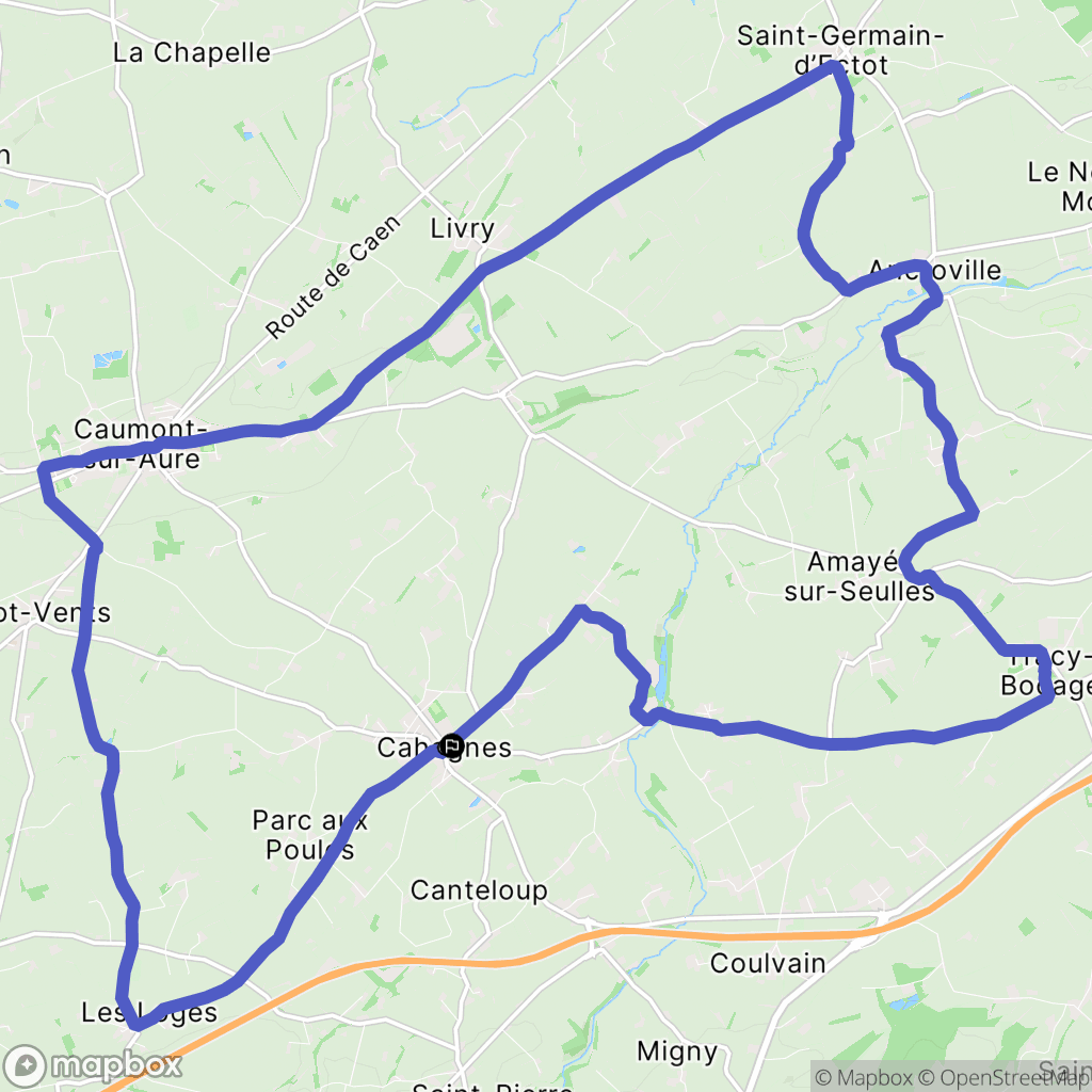 Cahagnes : carte du parcours de randonnée - France