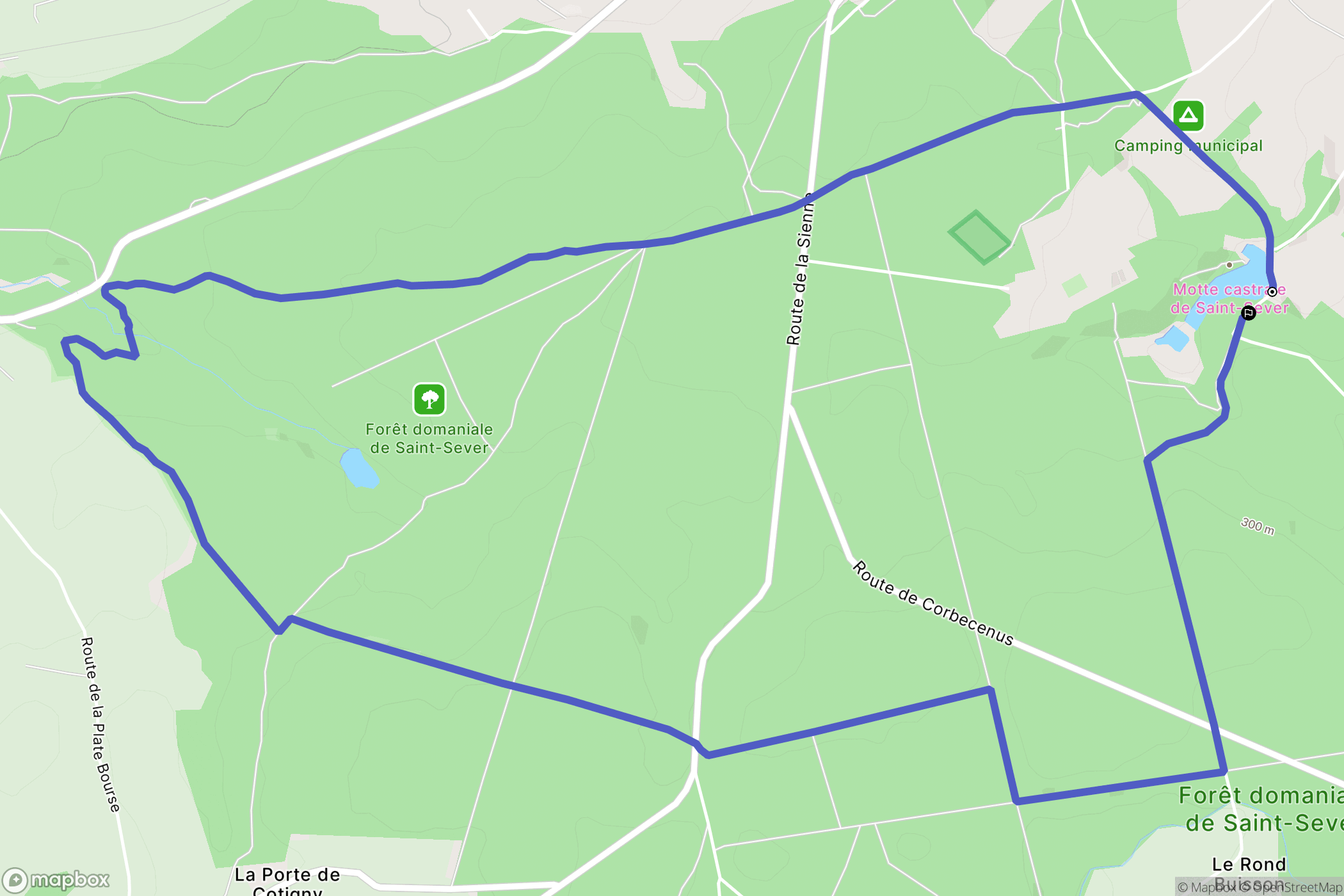 Saint-Sever-Calvados : carte du parcours de randonnée - France