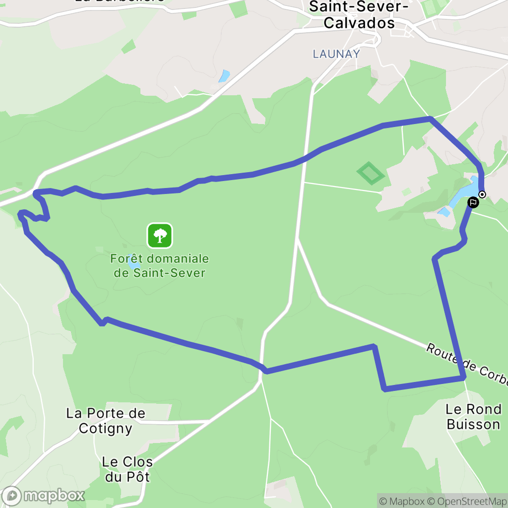 Saint-Sever-Calvados : carte du parcours de randonnée - France