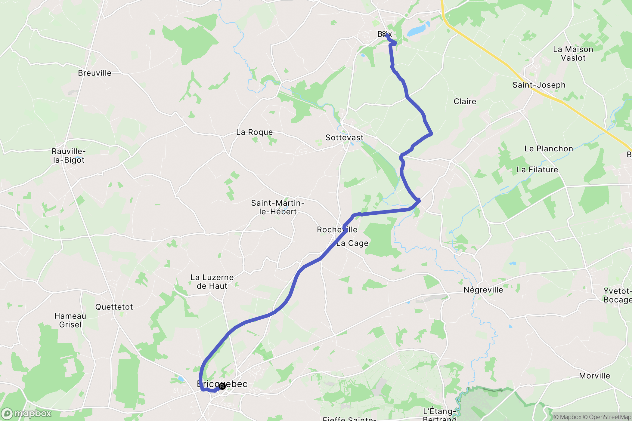 Brix : carte du parcours de randonnée - France