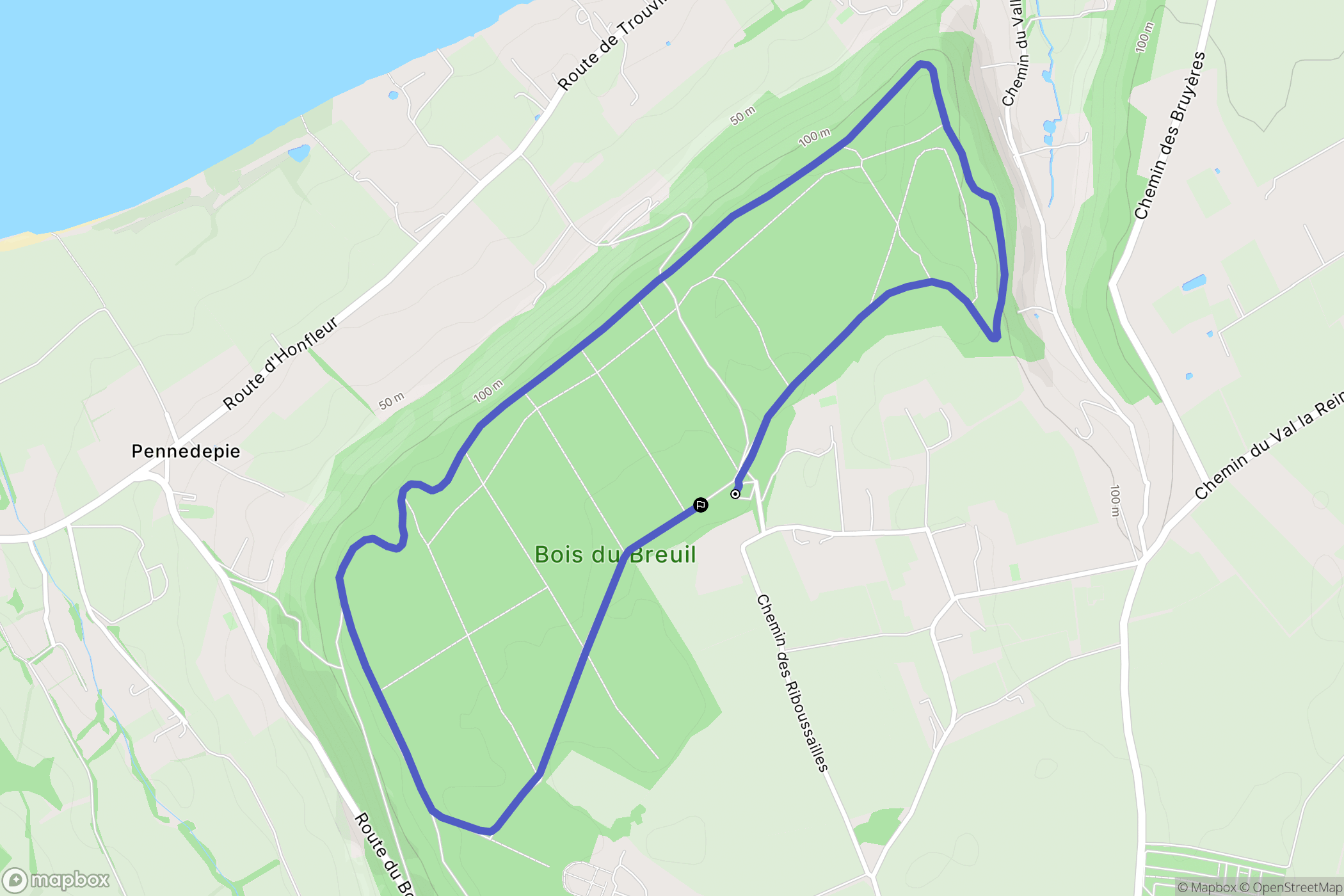 Honfleur : carte du parcours de randonnée - France