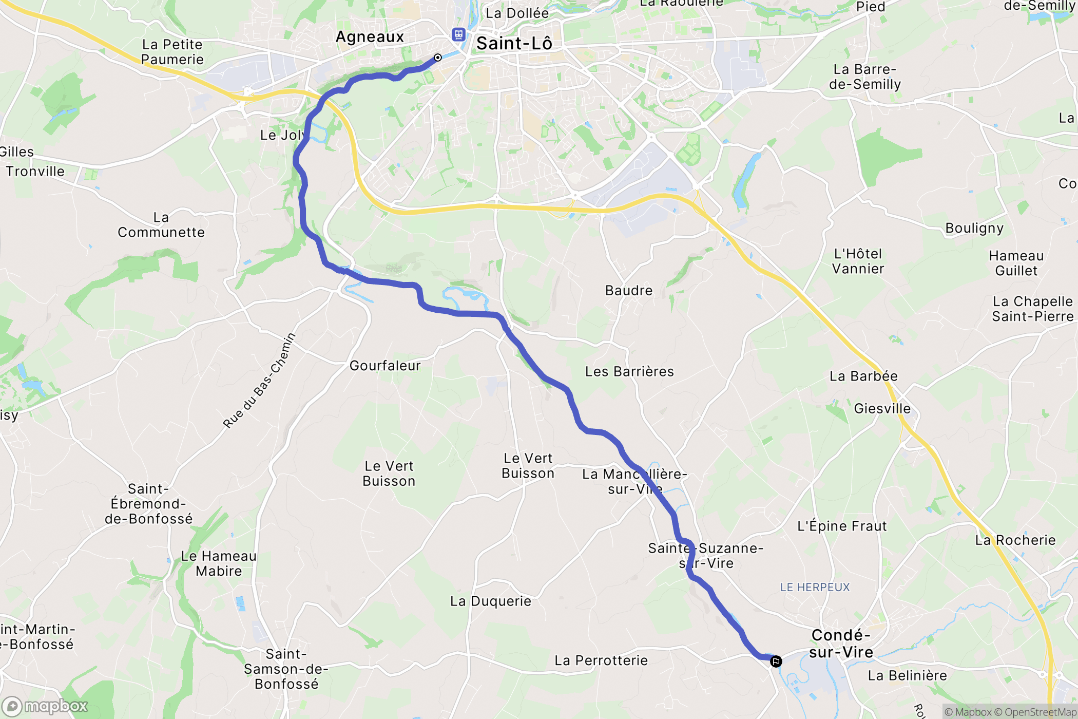 Saint-Lô : carte du parcours de randonnée - France