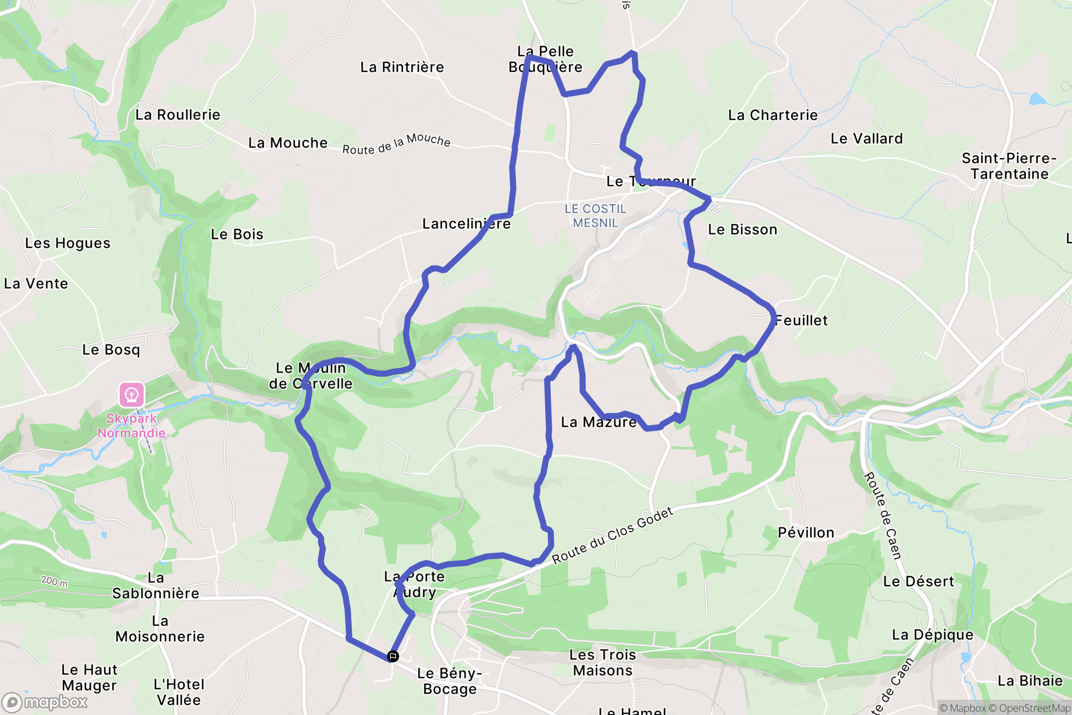Souleuvre-en-Bocage : carte du parcours de randonnée - France