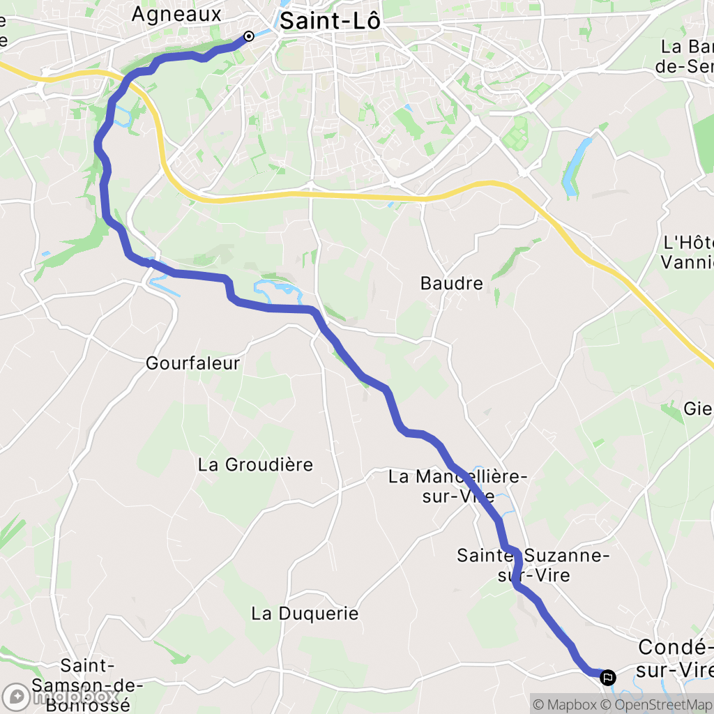 Saint-Lô : carte du parcours de randonnée - France