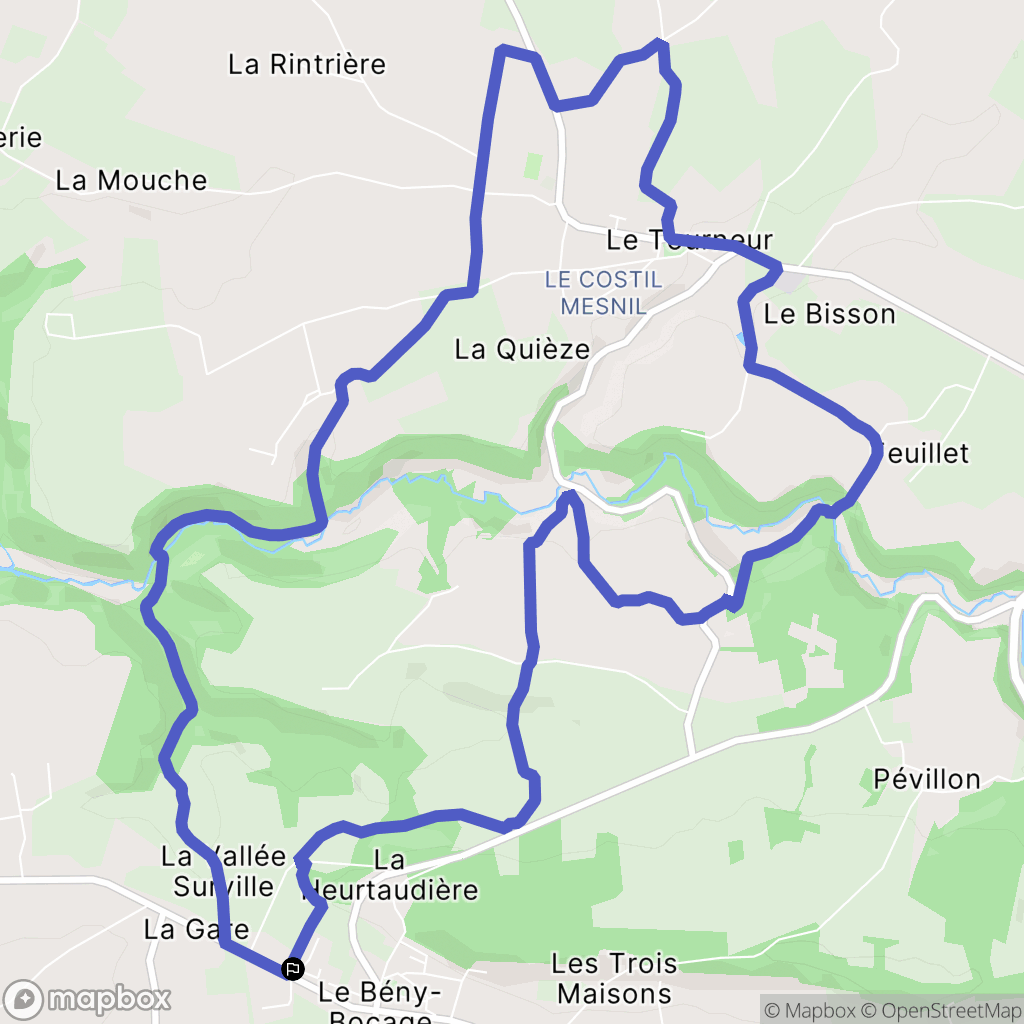 Souleuvre-en-Bocage : carte du parcours de randonnée - France