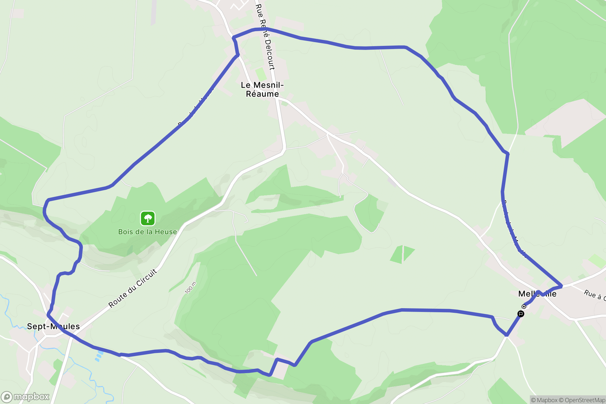 Melleville : carte du parcours de randonnée - France