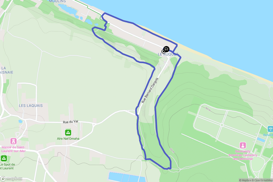 Saint-Laurent-sur-Mer : carte du parcours de randonnée - France