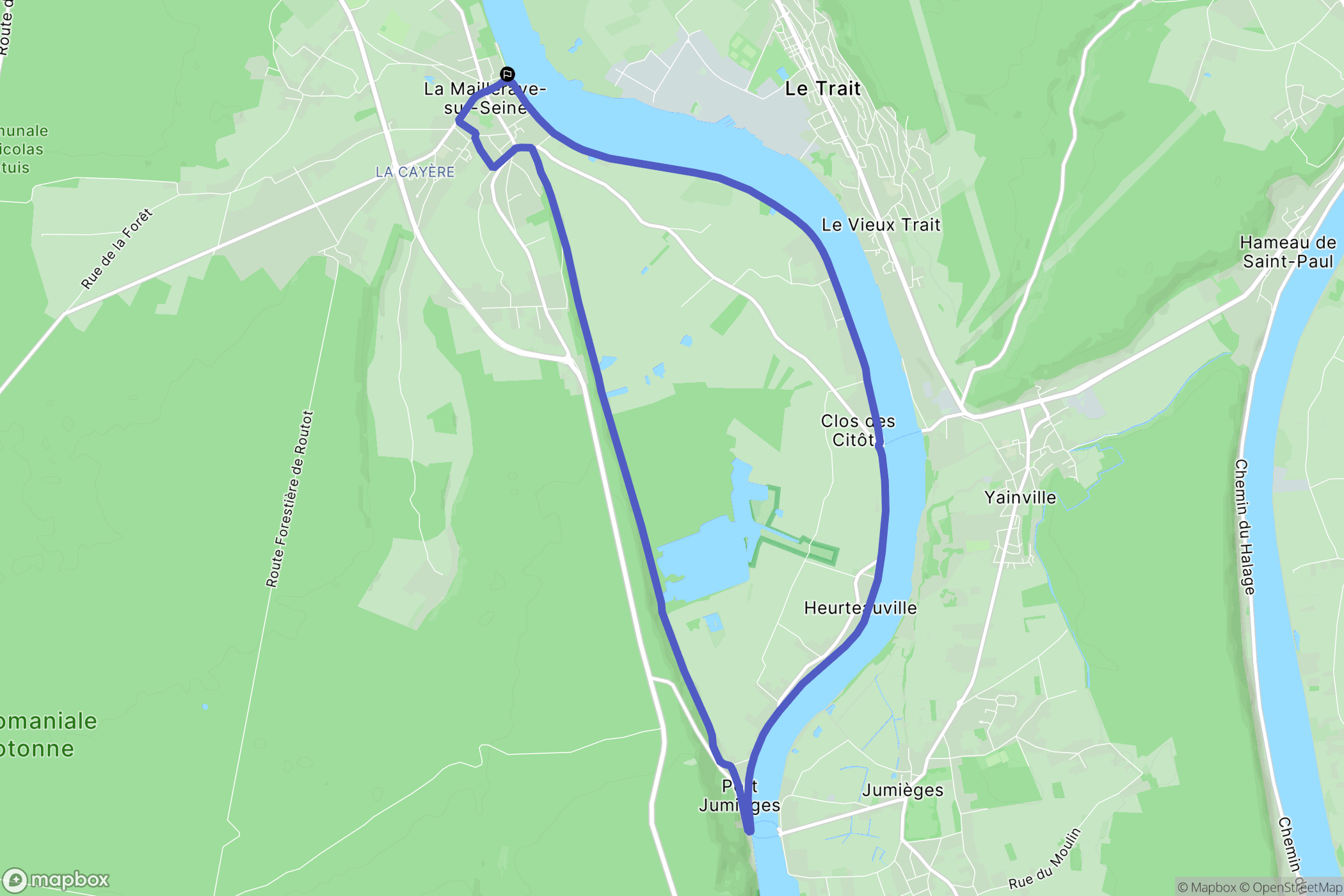 La Mailleraye-sur-Seine : carte du parcours de randonnée - France