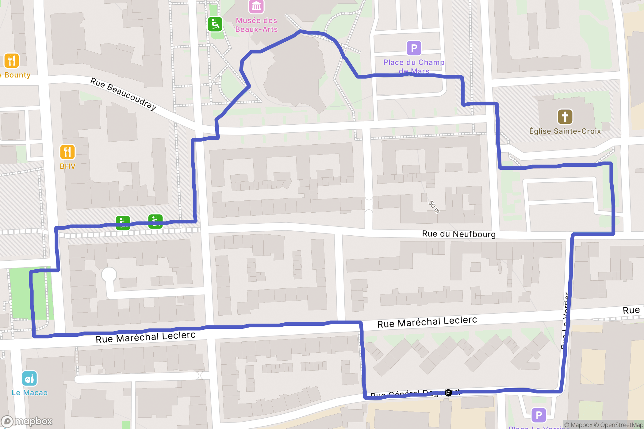 Saint-Lô : carte du parcours de randonnée - France