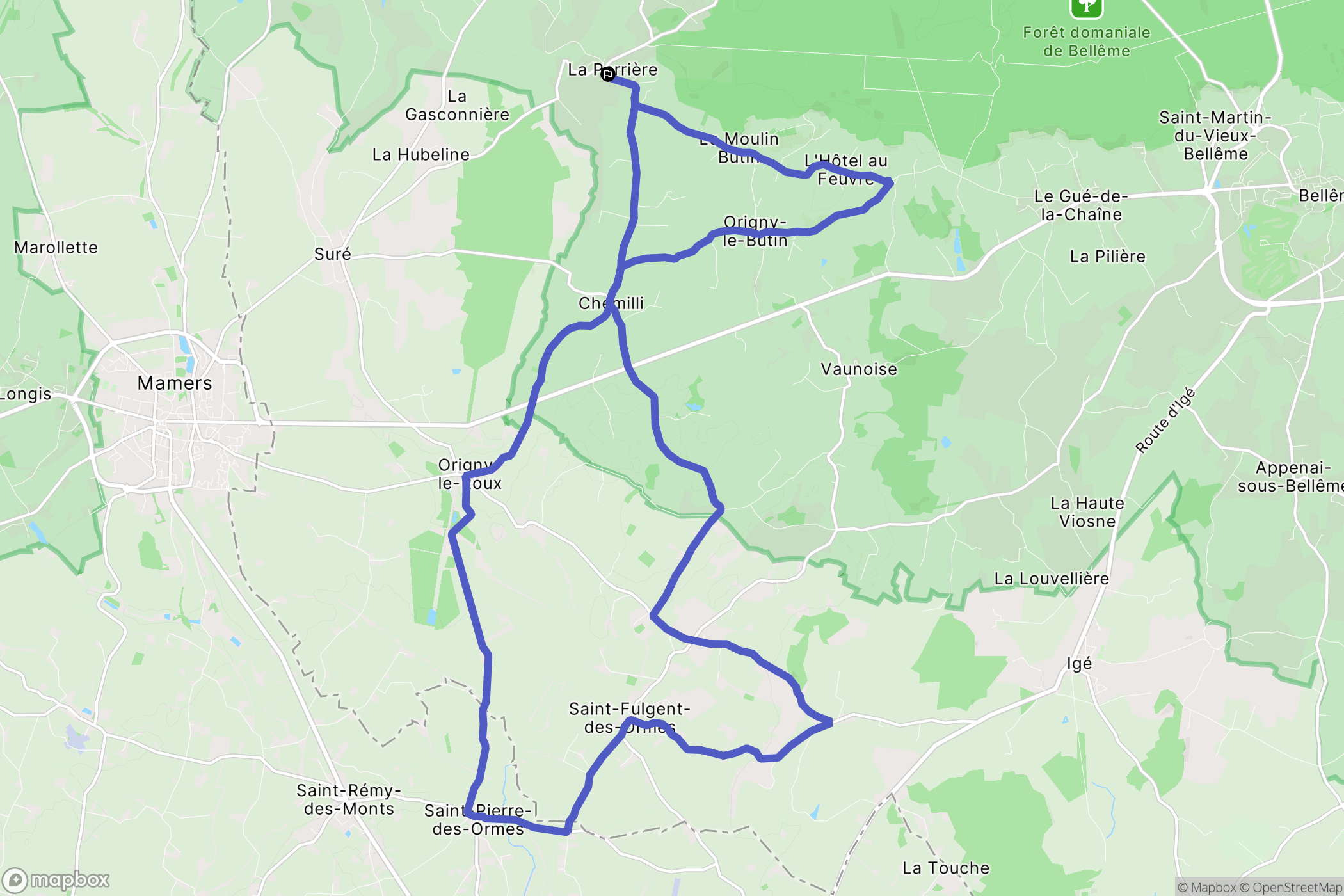 La Perrière : carte du parcours de randonnée - France
