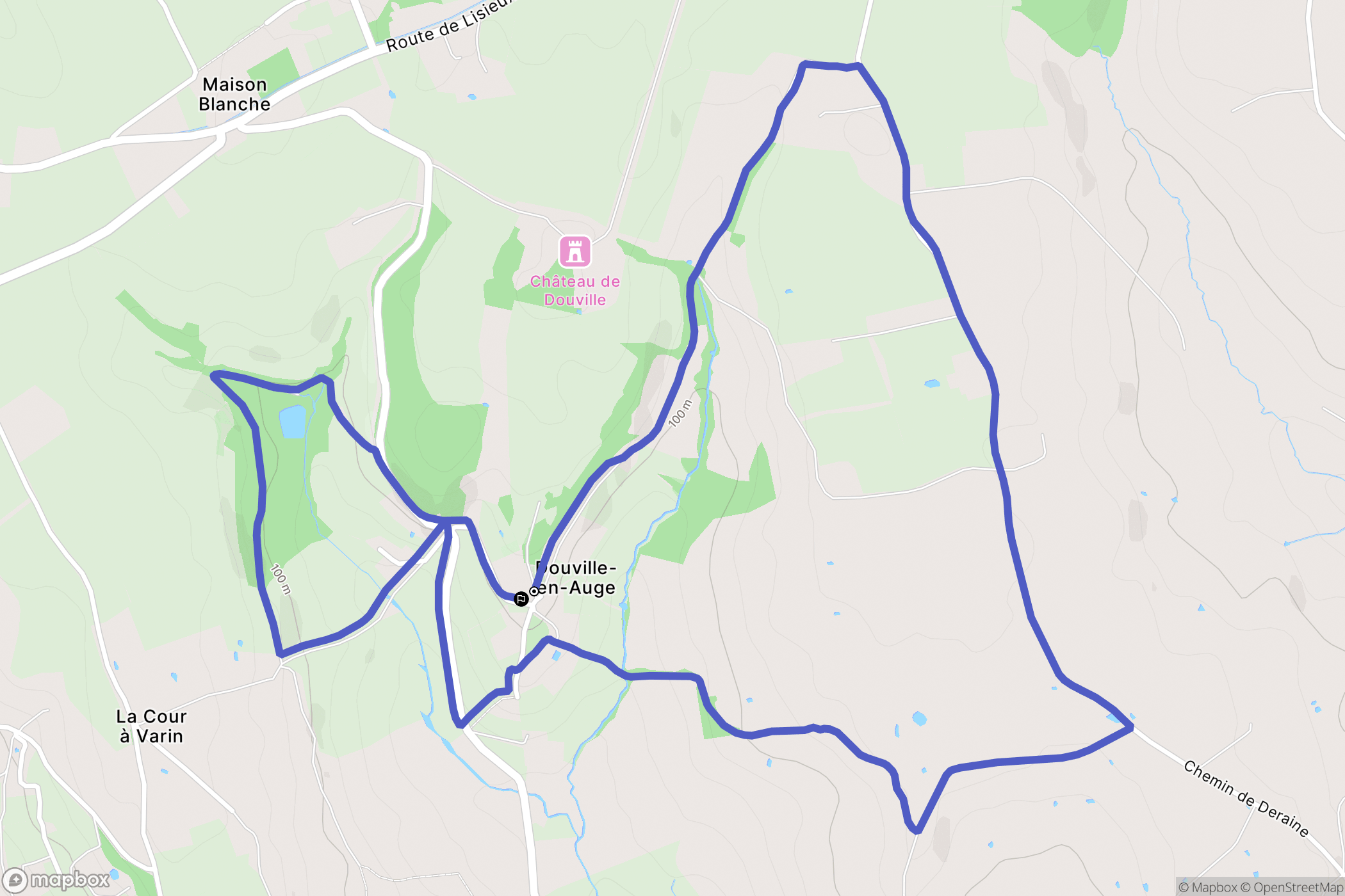 Douville-en-Auge : carte du parcours de randonnée - France
