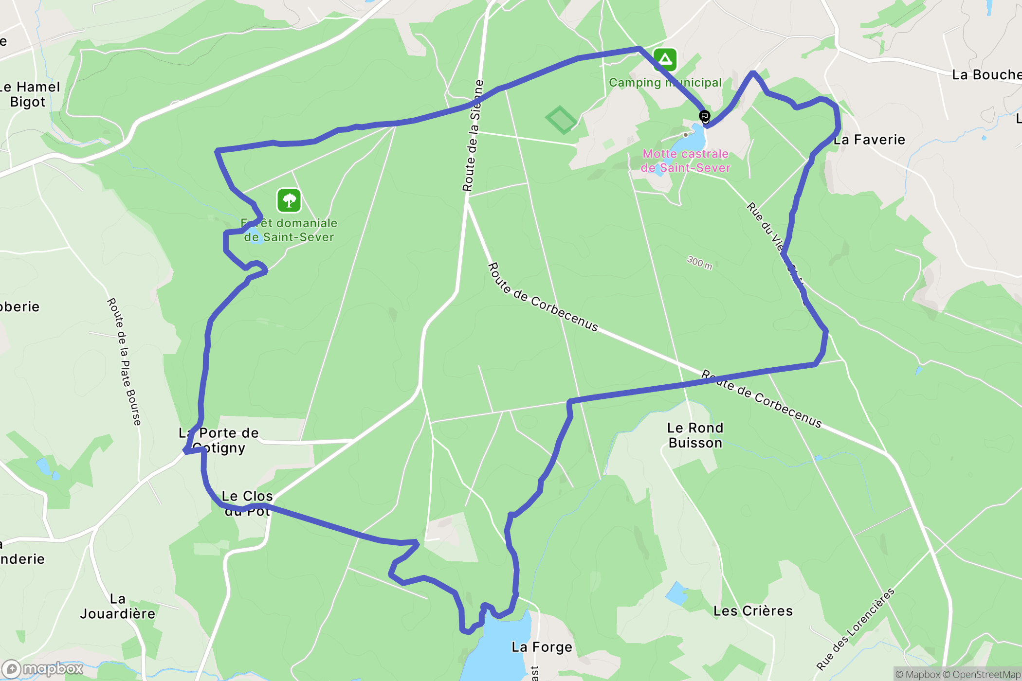 Saint Sever-Calvados : carte du parcours de randonnée - France