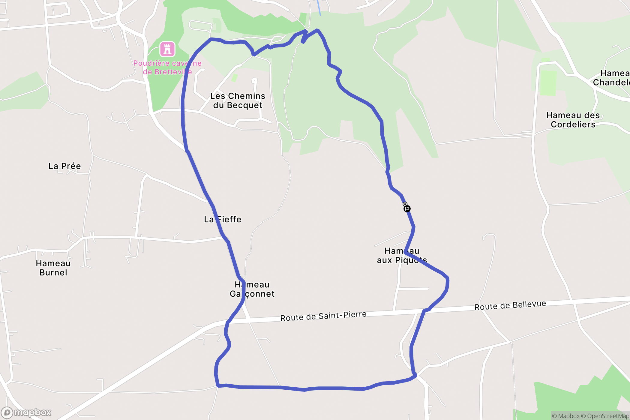 Digosville : carte du parcours de randonnée - France