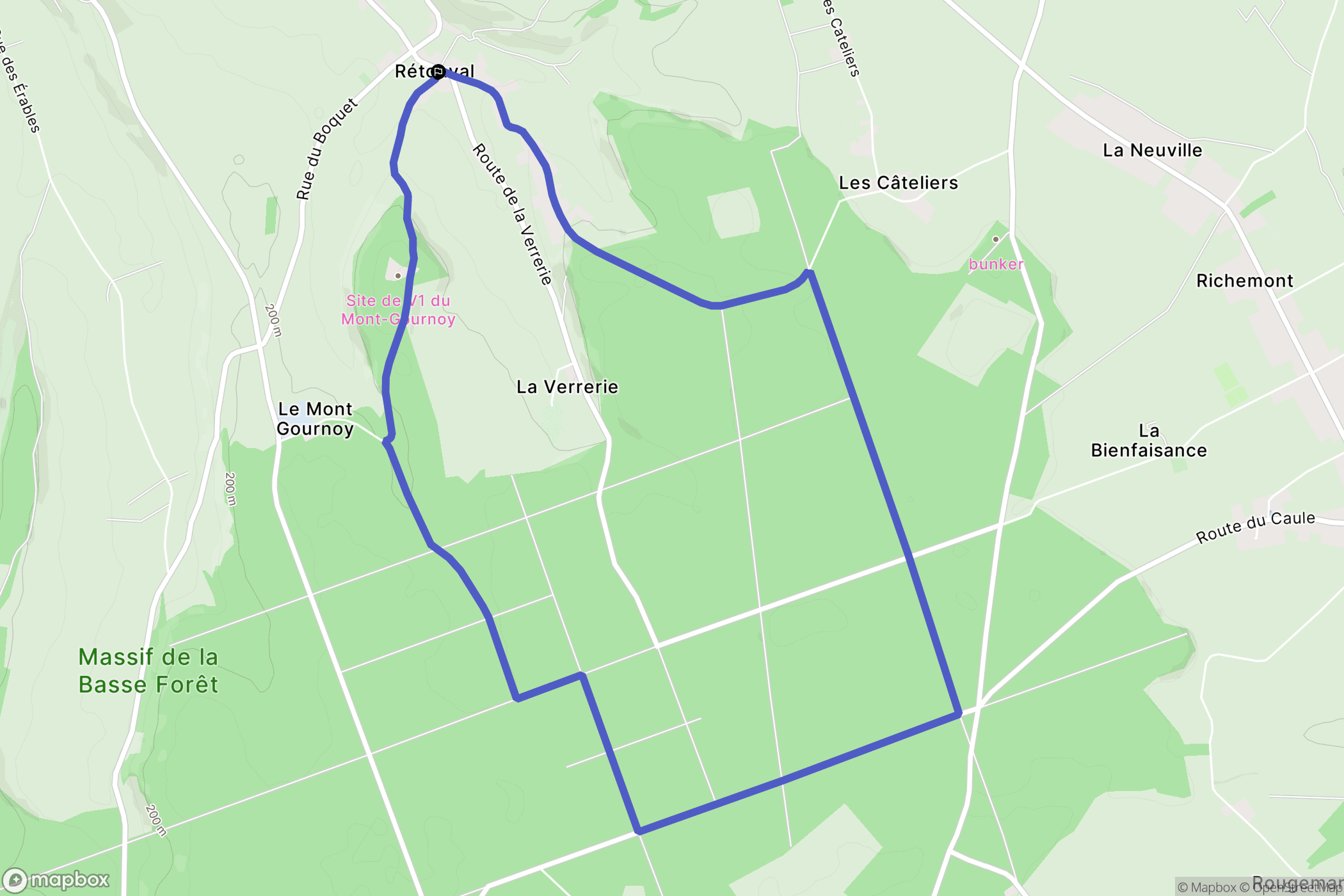 Rétonval : carte du parcours de randonnée - France