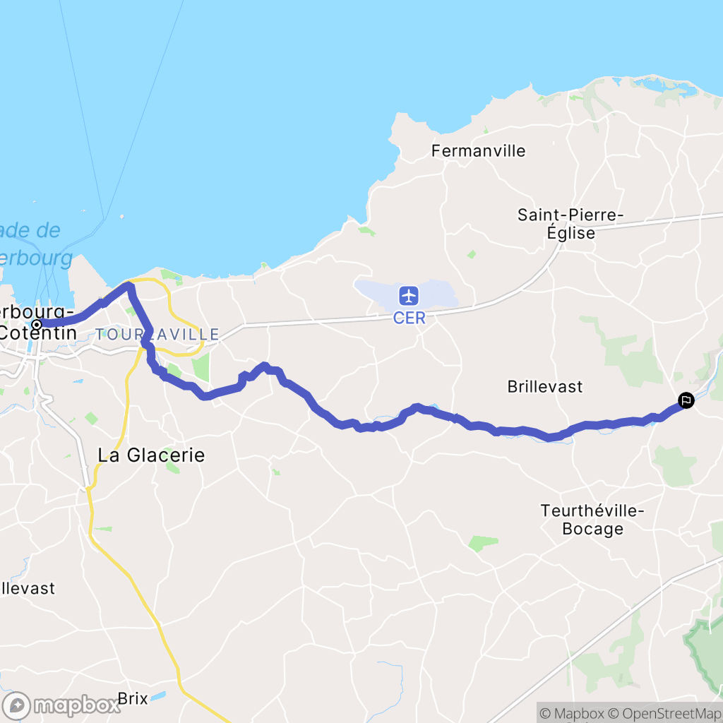 Cherbourg : carte du parcours de randonnée - France