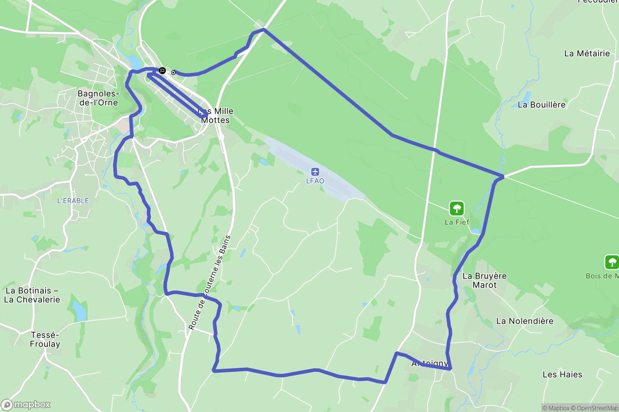 Bagnoles de l'Orne : carte du parcours de randonnée - France
