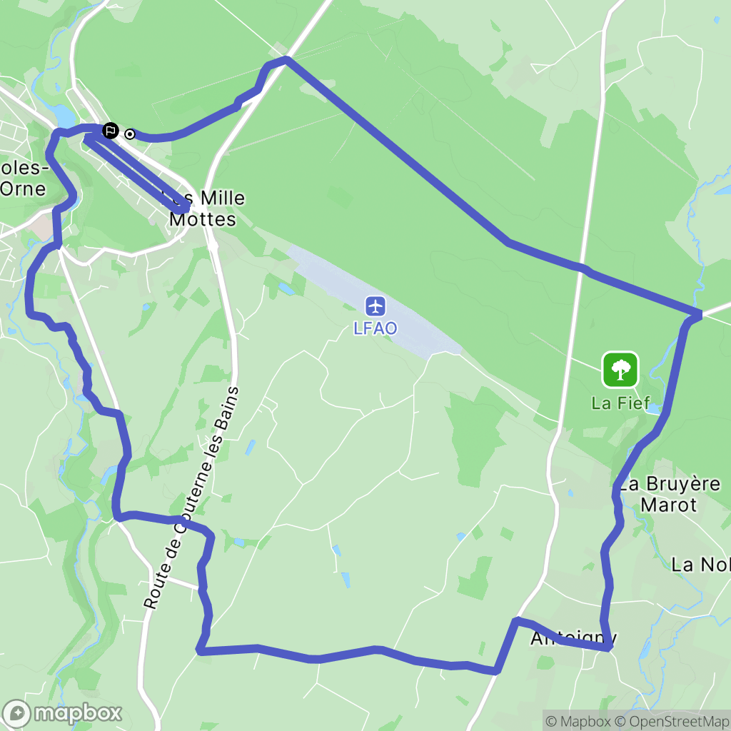 Bagnoles de l'Orne : carte du parcours de randonnée - France