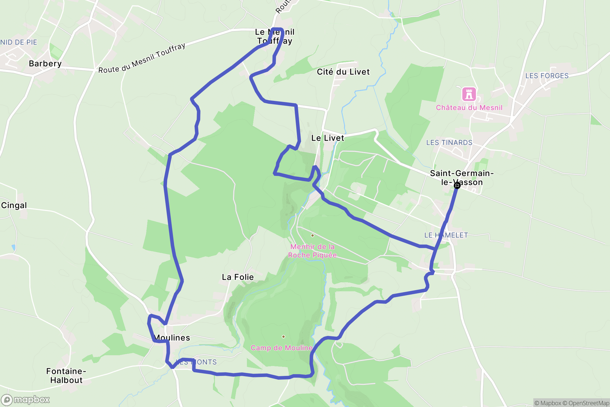 Saint-Germain-le-Vasson : carte du parcours de randonnée - France