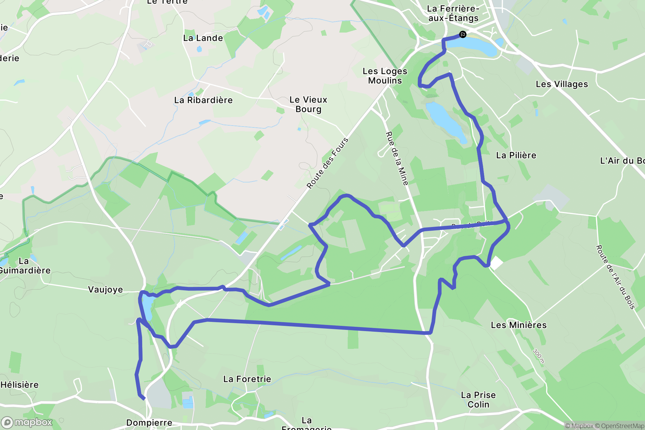La Ferrière-aux-Etangs : carte du parcours de randonnée - France