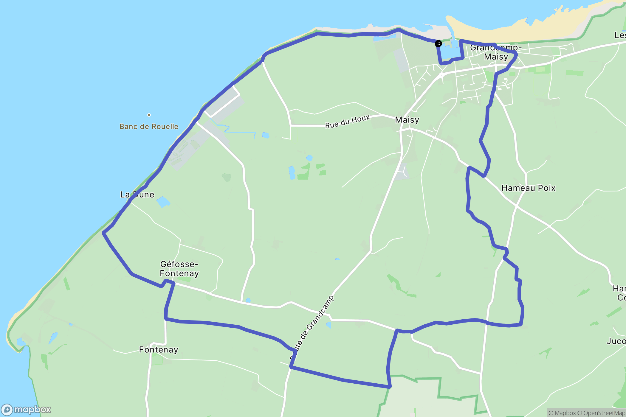 Grandcamp-Maisy : carte du parcours de randonnée - France