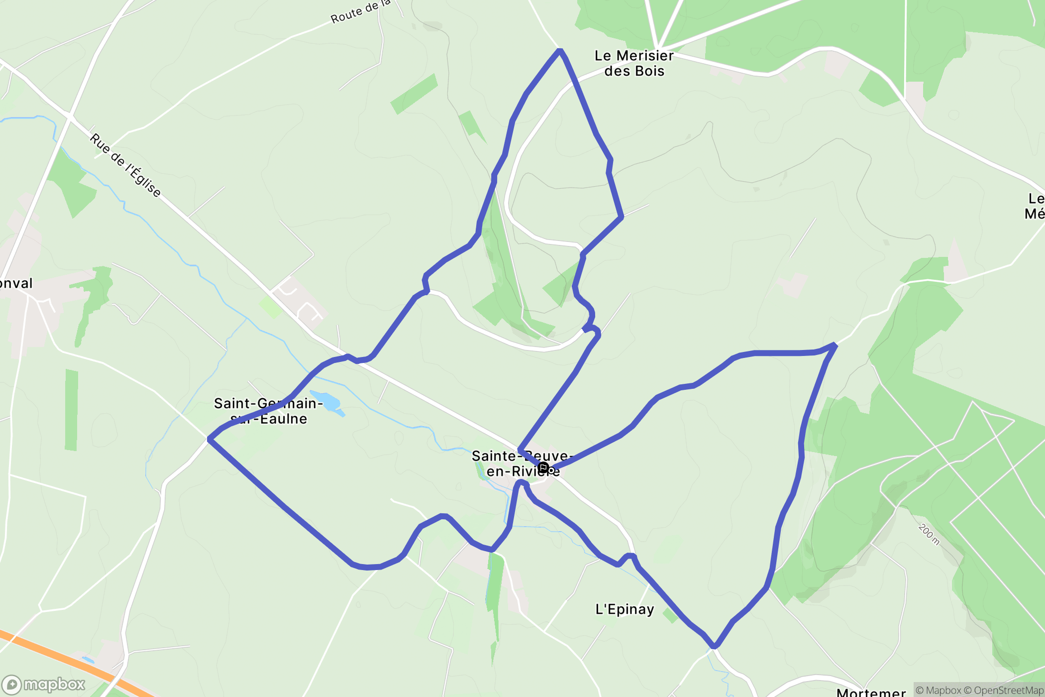Sainte-Beuve-en-Rivière : carte du parcours de randonnée - France