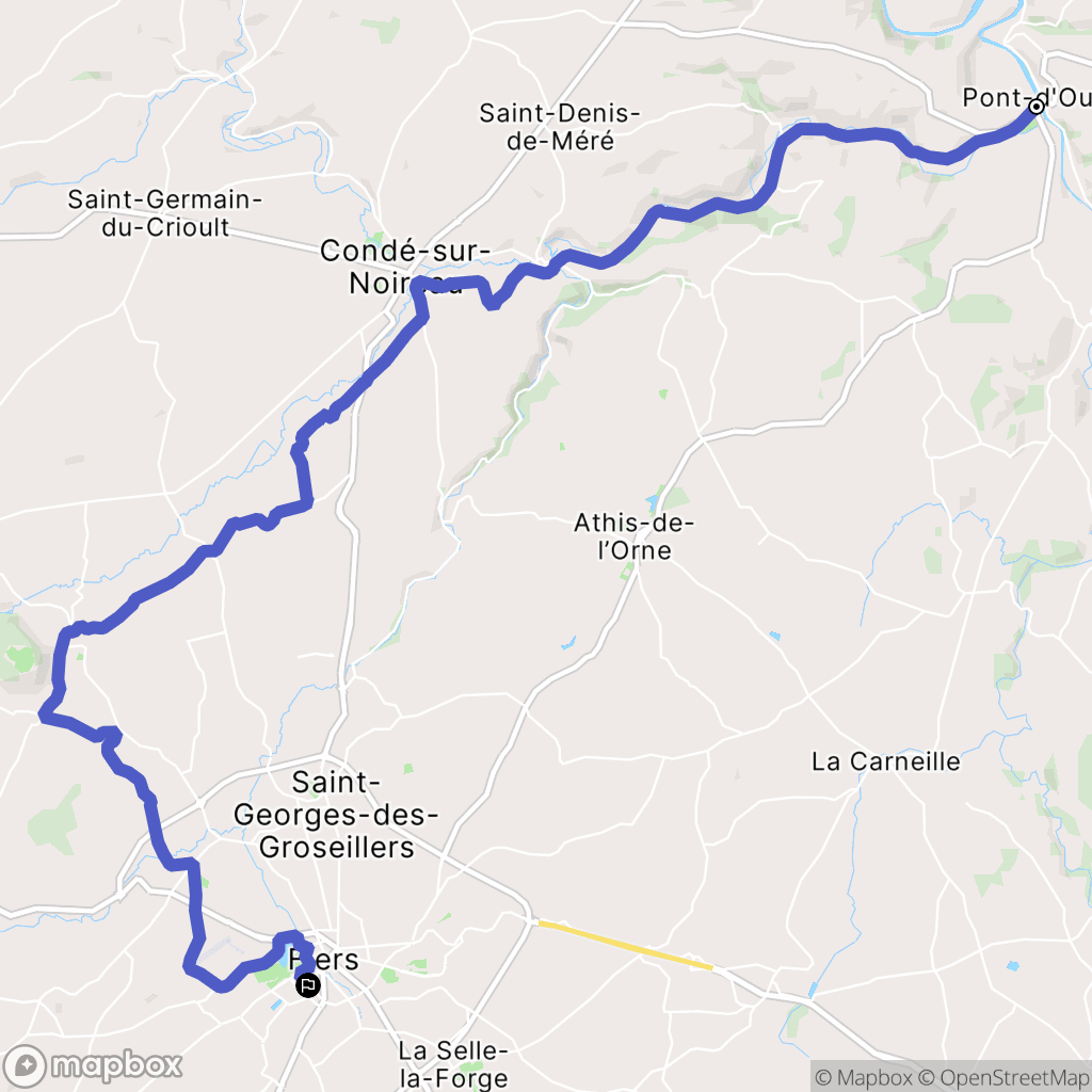 Pont d'Ouilly : carte du parcours de randonnée - France