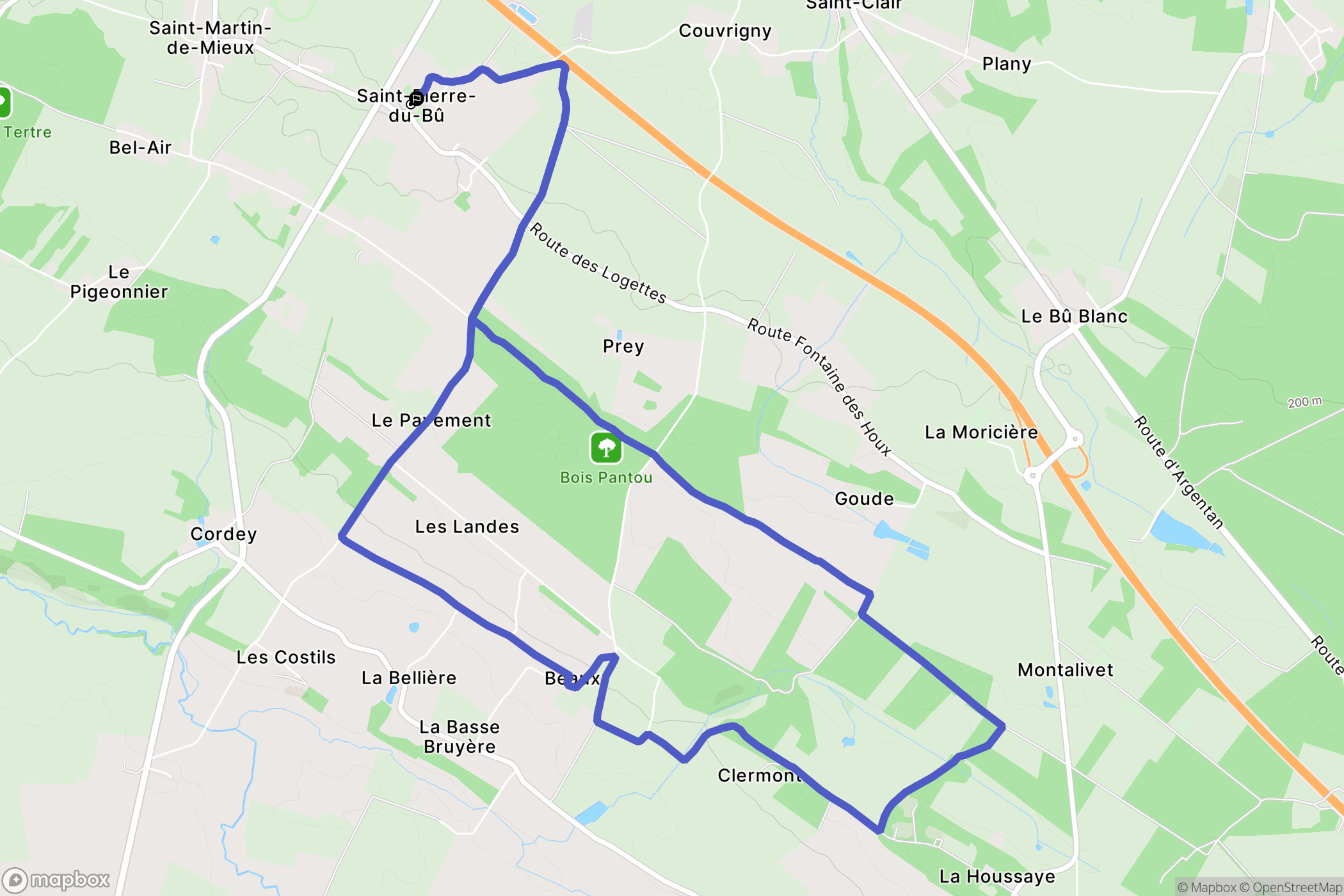 Saint-Pierre-du-Bû : carte du parcours de randonnée - France