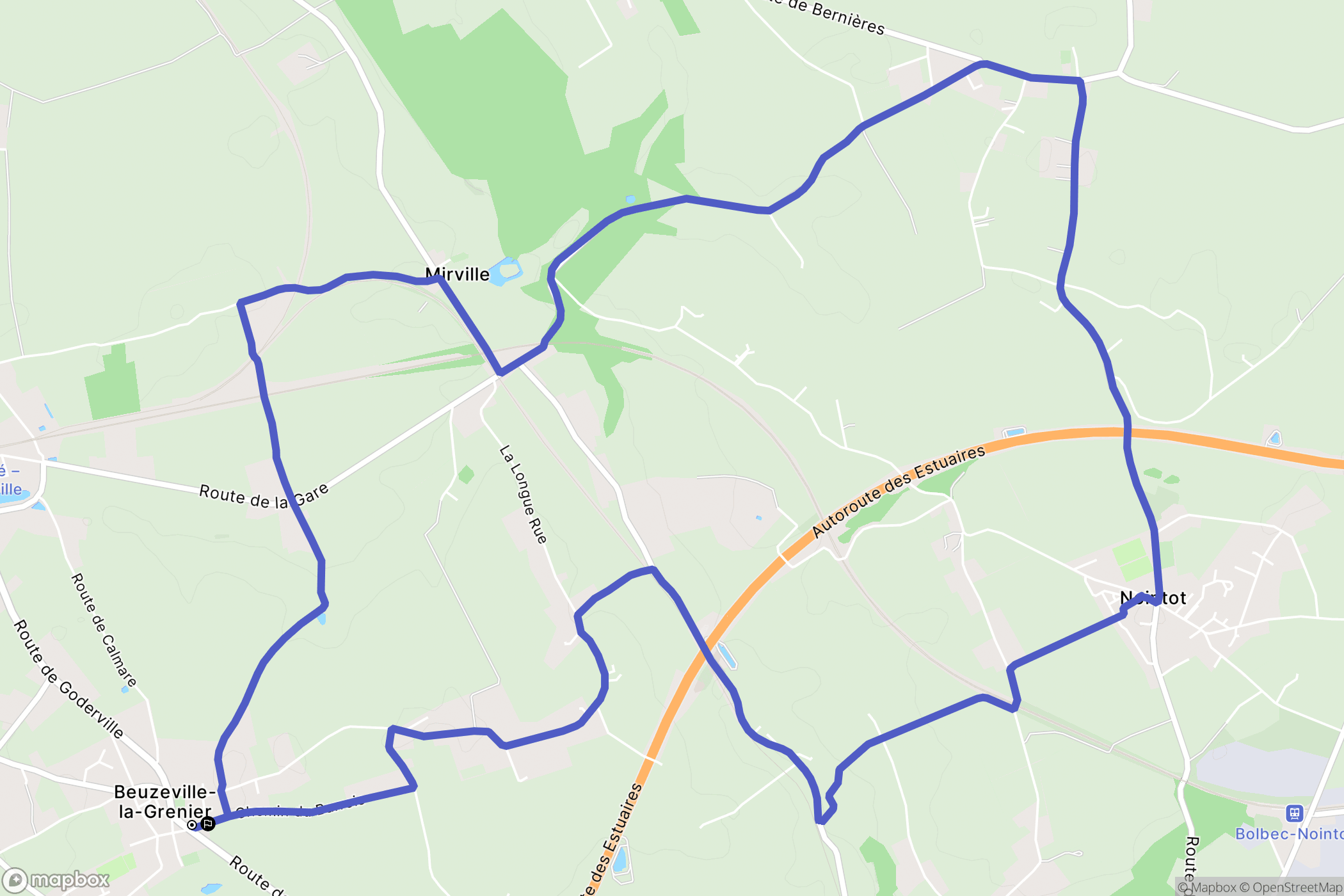 Beuzeville-la-Grenier : carte du parcours de randonnée - France