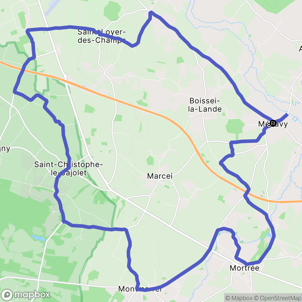 Médavy : carte du parcours de randonnée - France