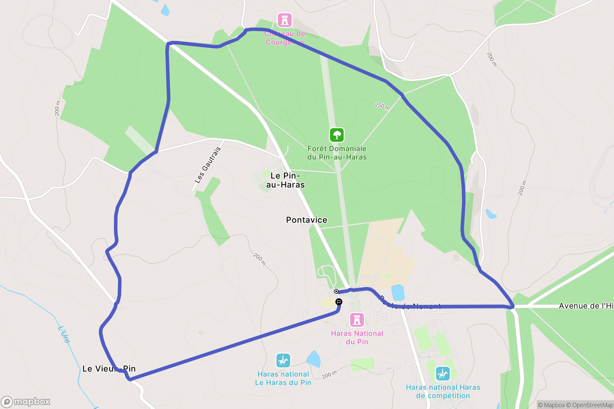 Le-Pin-au-Haras : carte du parcours de randonnée - France