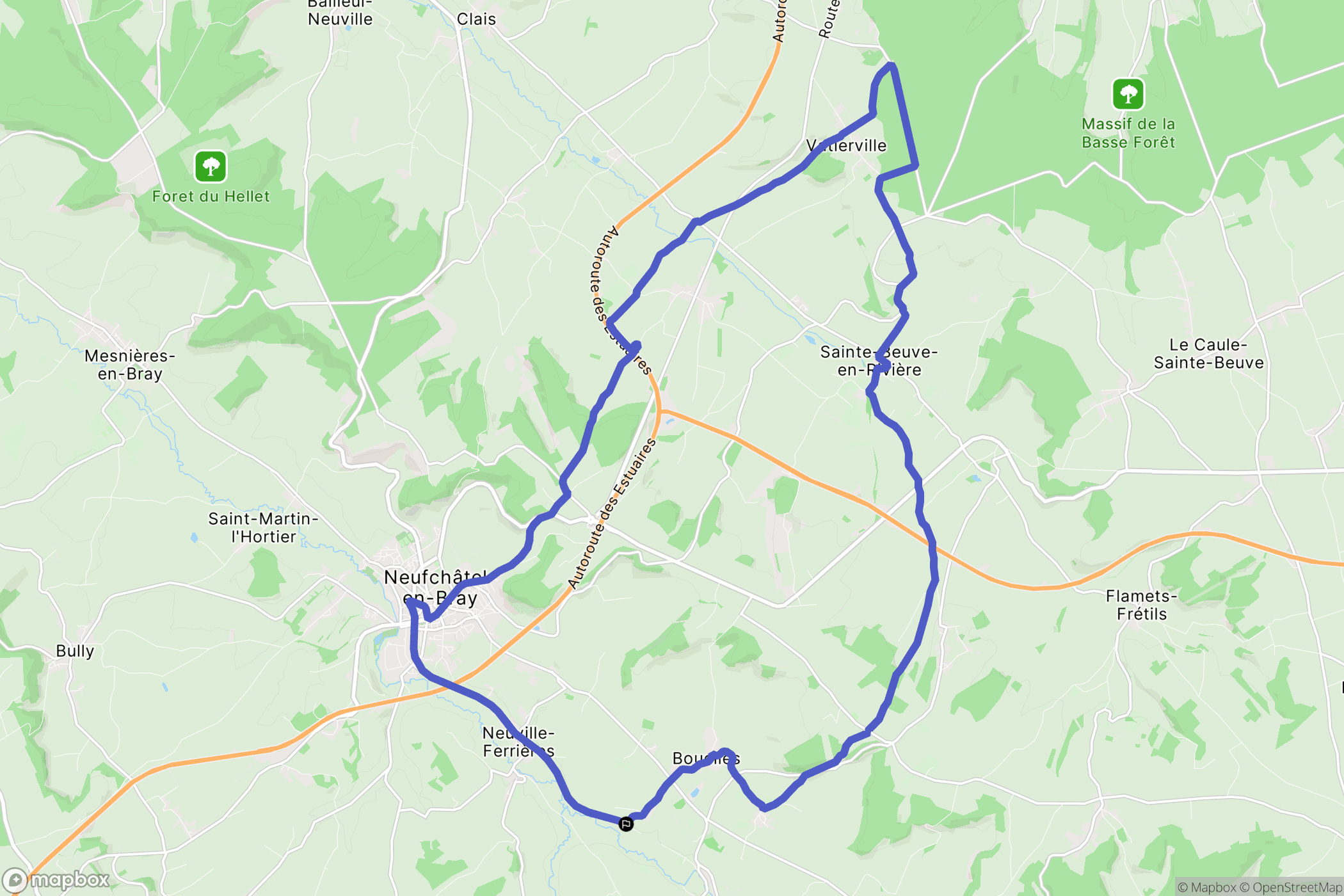 Neufchâtel-en-Bray : carte du parcours de randonnée - France