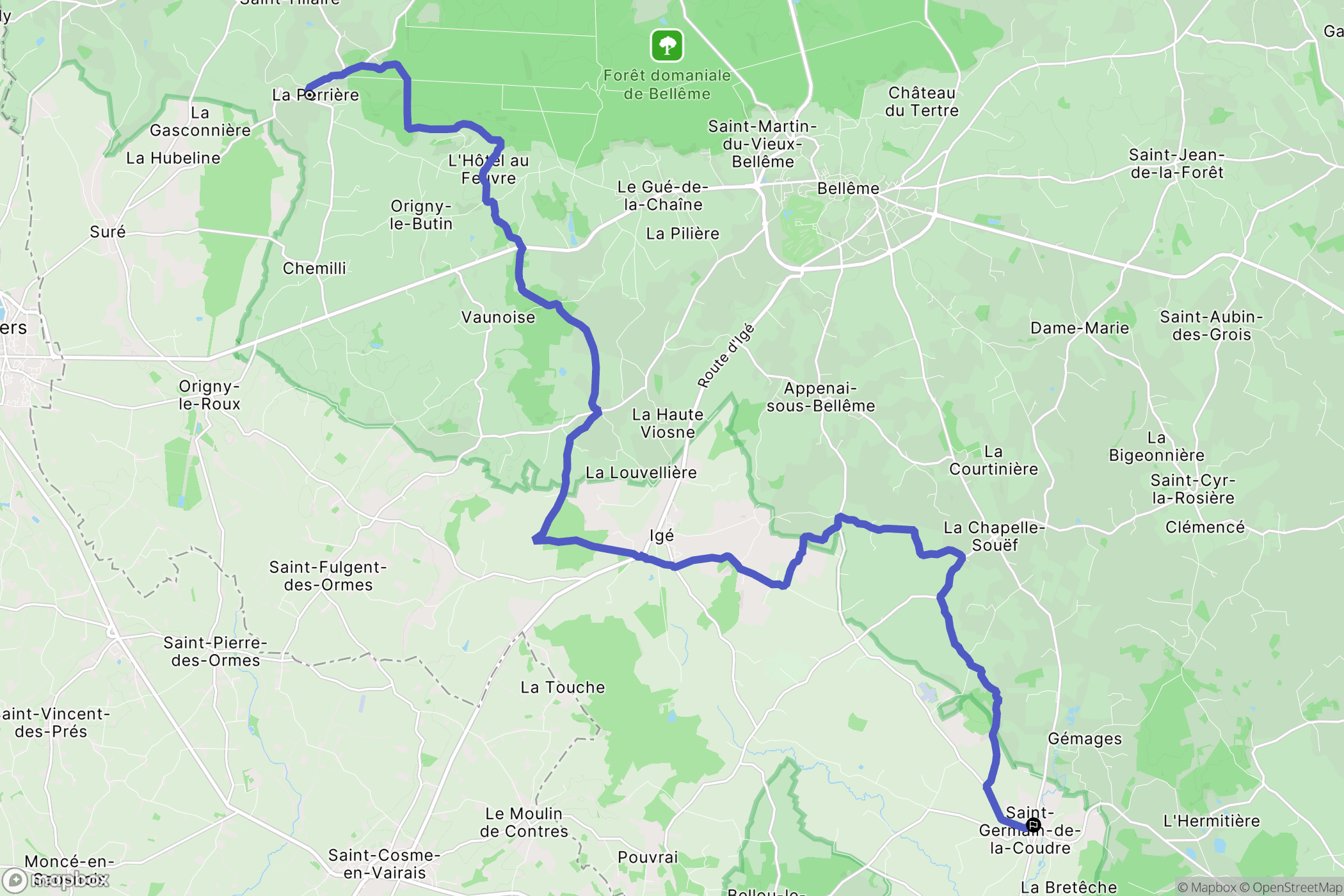 La Perrière : carte du parcours de randonnée - France