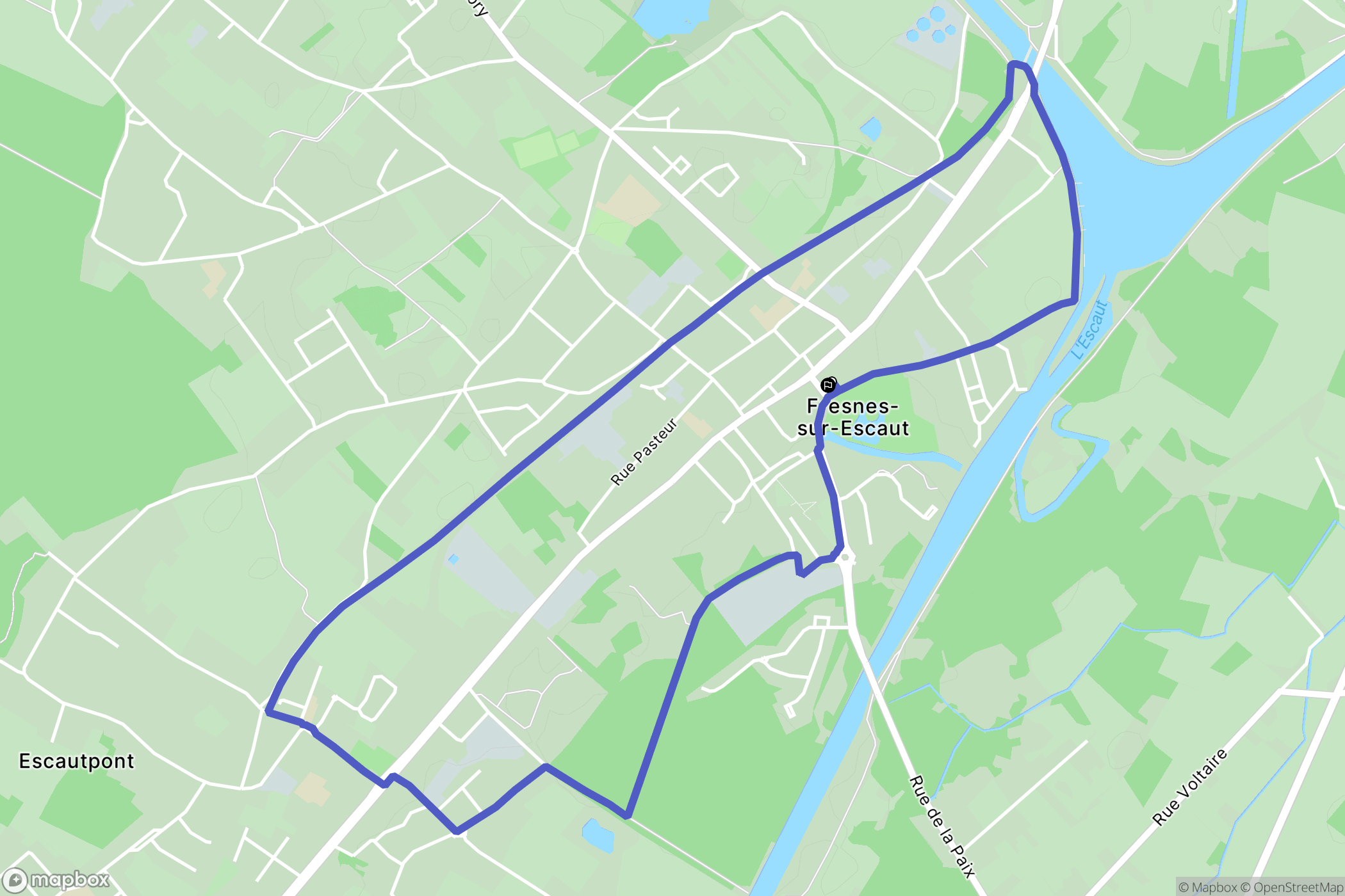 Fresnes-sur-Escaut : carte du parcours de randonnée - France