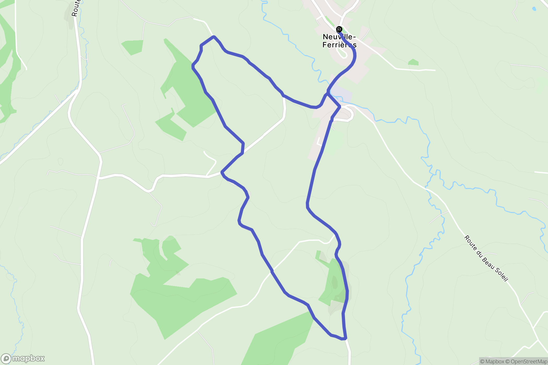 Neuville-Ferrières : carte du parcours de randonnée - France
