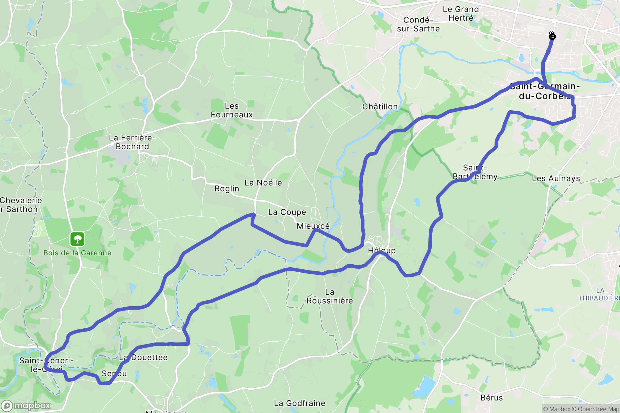 Alençon : carte du parcours de randonnée - France