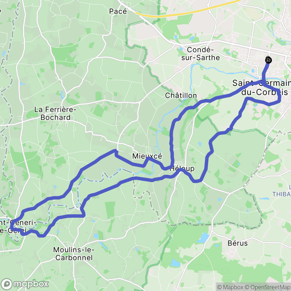 Alençon : carte du parcours de randonnée - France