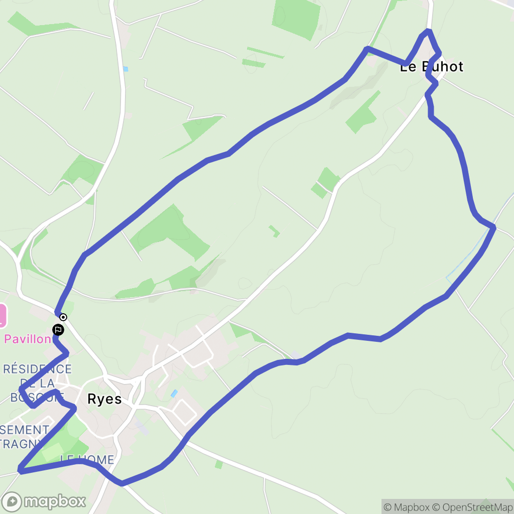 Ryes : carte du parcours de randonnée - France