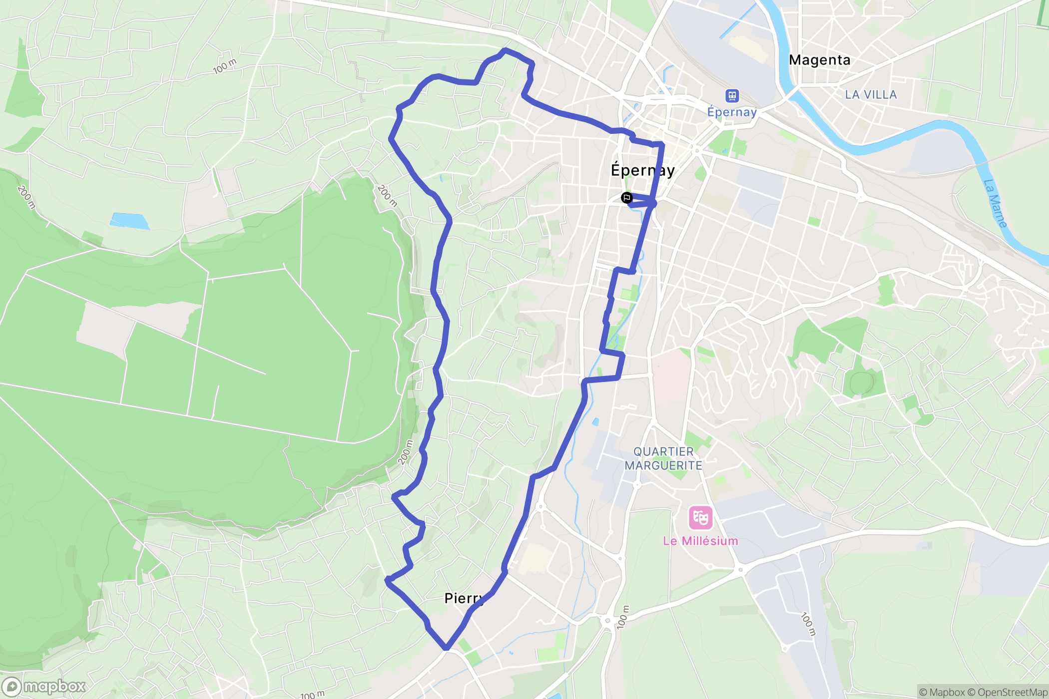 Epernay : carte du parcours de randonnée - France