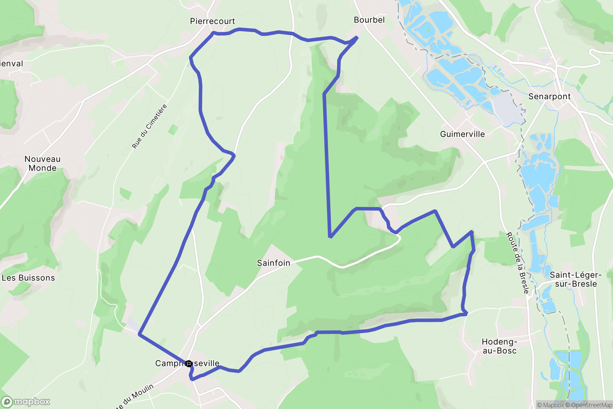 Campneuseville : carte du parcours de randonnée - France