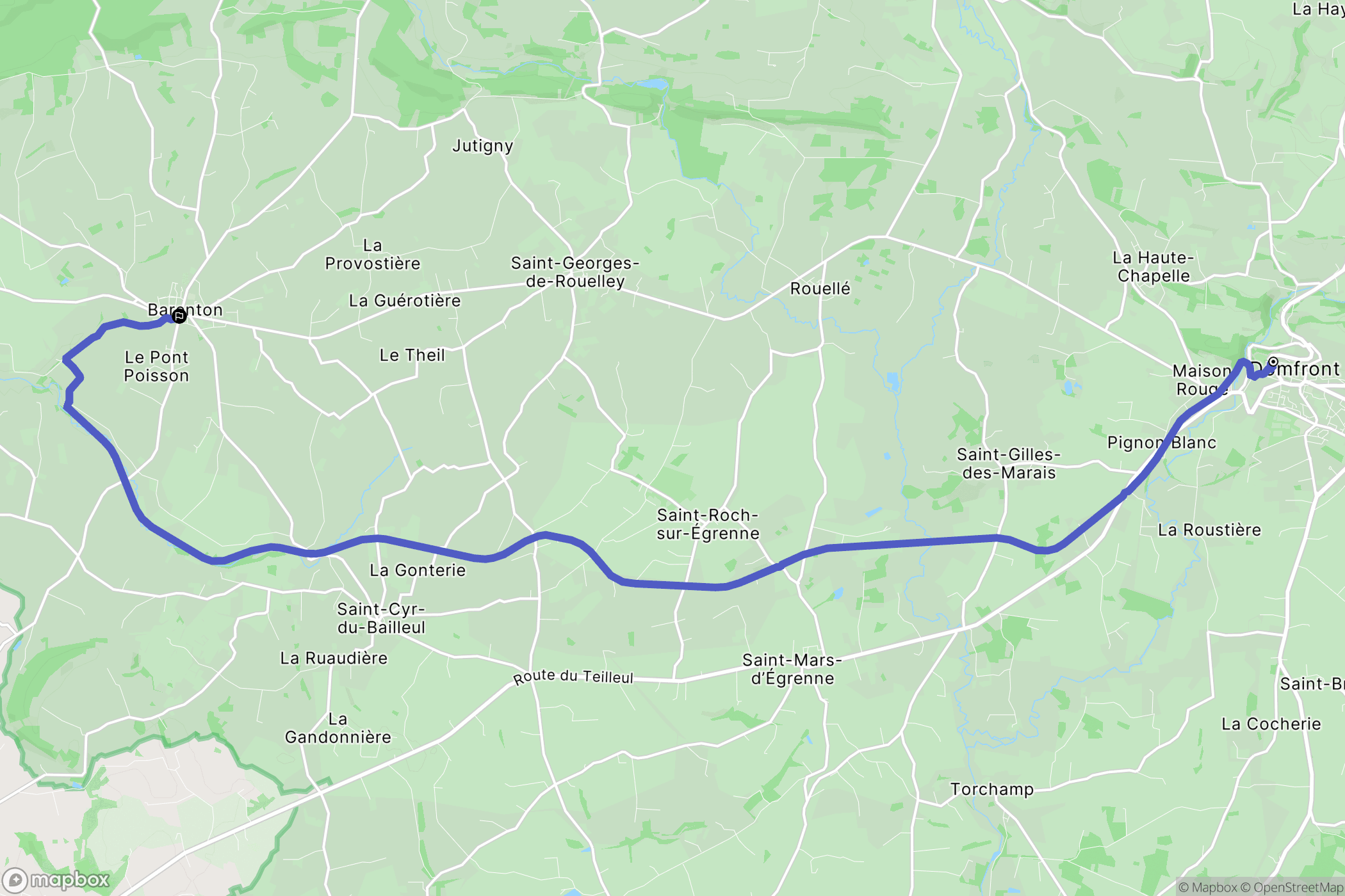 Domfront : carte du parcours de randonnée - France