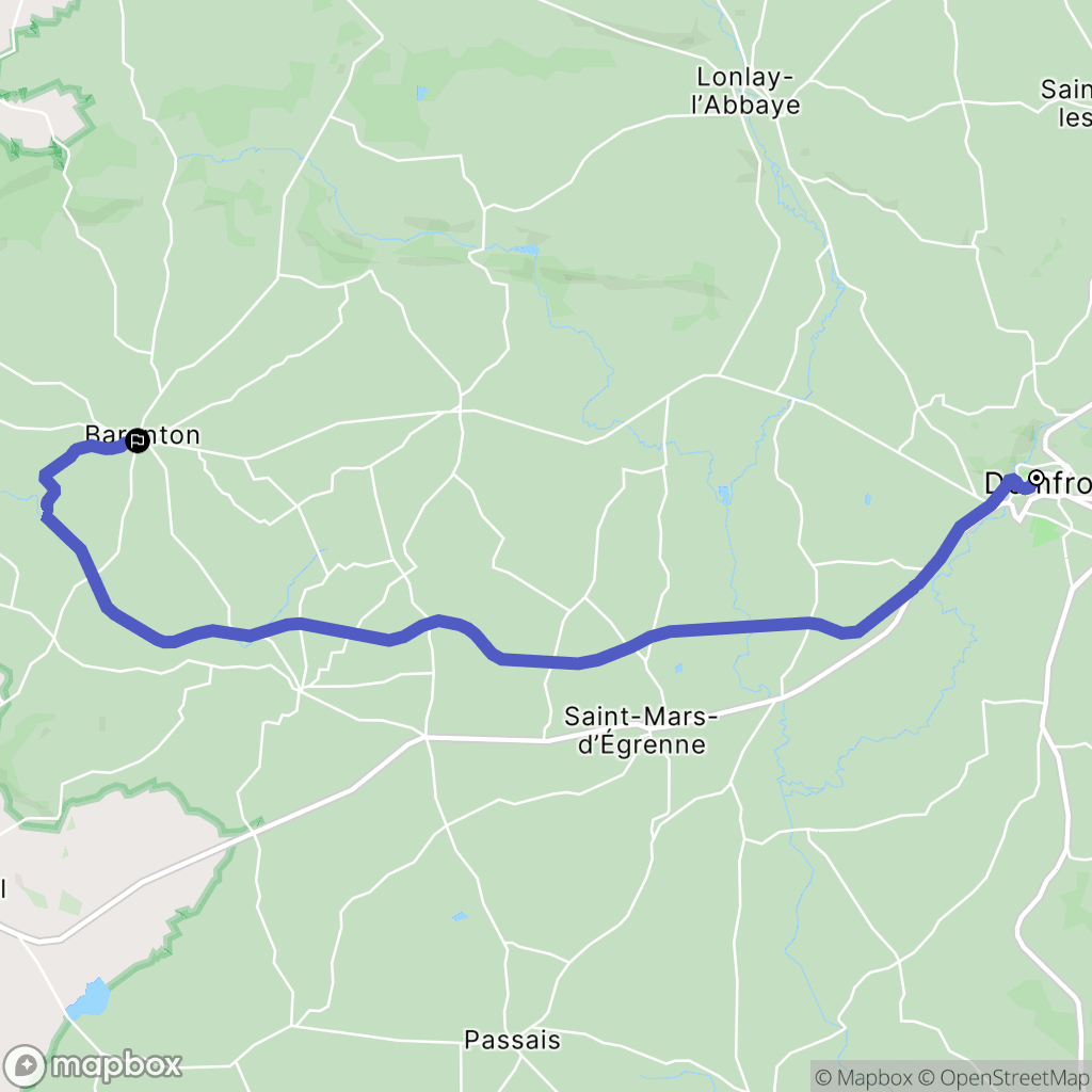 Domfront : carte du parcours de randonnée - France