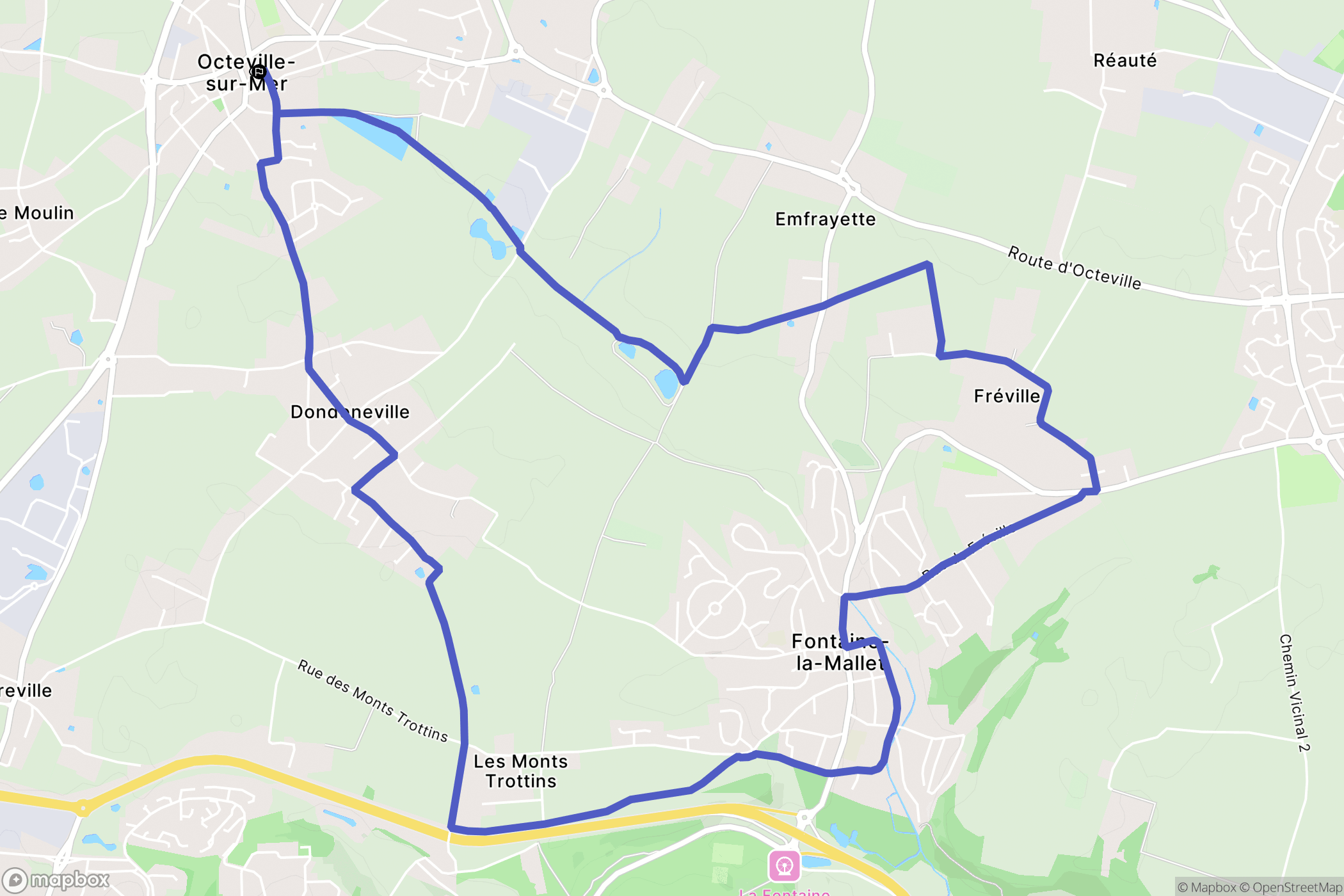 Octeville-sur-Mer : carte du parcours de randonnée - France